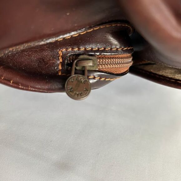 Robe di Firenze Leather Backpack Brown Italy Drawstring Flap Vintage Small